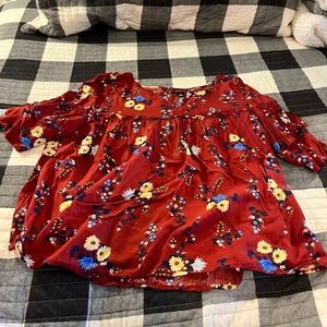 Dark red, mid arm blouse